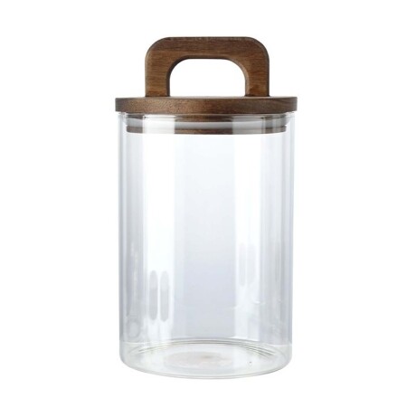 Frasco Recipiente Boro 800Ml en Vidrio y Tapa Madera Acacia Transparente