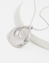 Collares Largos Metal Collar Con Dije Redondo - Plateado Rodio