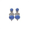 Caravanas Doble-Plata 925-Piedra Lapislázuli-CA3292 conpiedra
