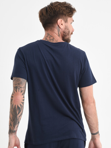 Camiseta cuello en v Azul Marino