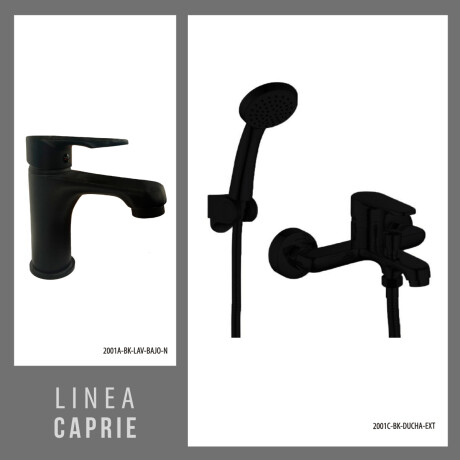 Juego De Griferia Incluye Ducha Exterior Y Lavatorio Bajo En Color Negro 000