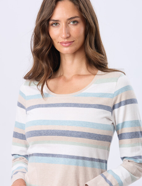 REMERA RAYADA DE ALGODÓN Beige