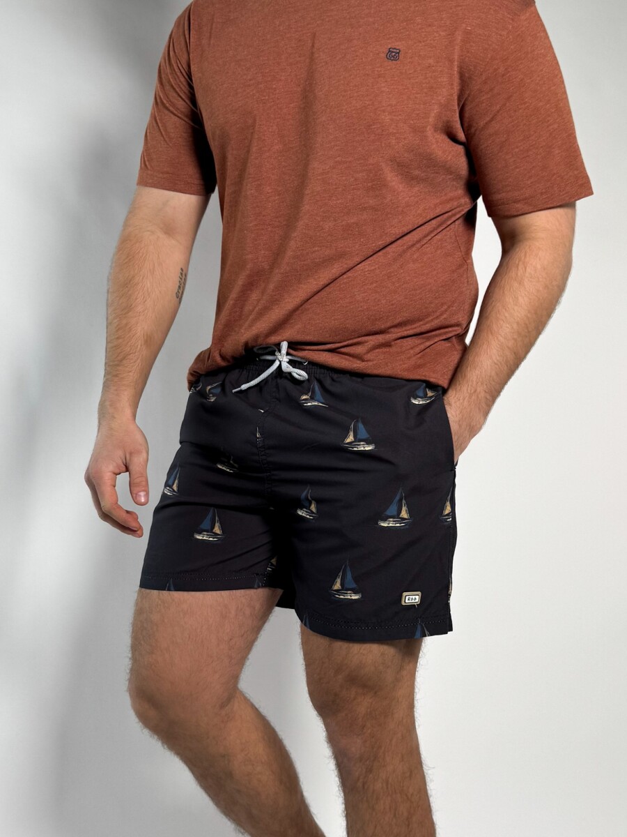 Short de baño estampado Drago - Negro 