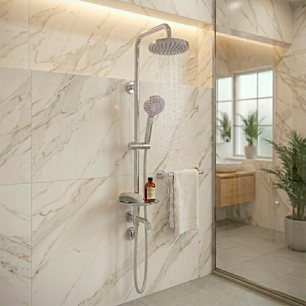 BARRAL DE DUCHA CON ROSETA, TELÉFONO Y JABONERA LÍNEA COLONIA Barral De Ducha Con Roseta, Teléfono Y Jabonera Línea Colonia