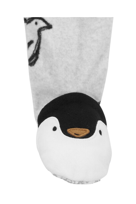 Pijama una pieza de micropolar con pie, diseño pingüino Sin color