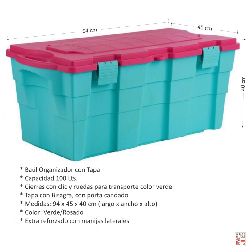 Set x2 Baúl 100 lts TURQUESA/ROSA