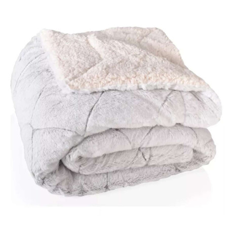 Frazada Reversible Polar Sherpa 1 Plaza 150x200 Gris claro