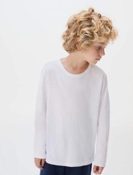 CAMISETA BÁSICA UNISSEX INFANTIL MANGA LARGA BLANCO