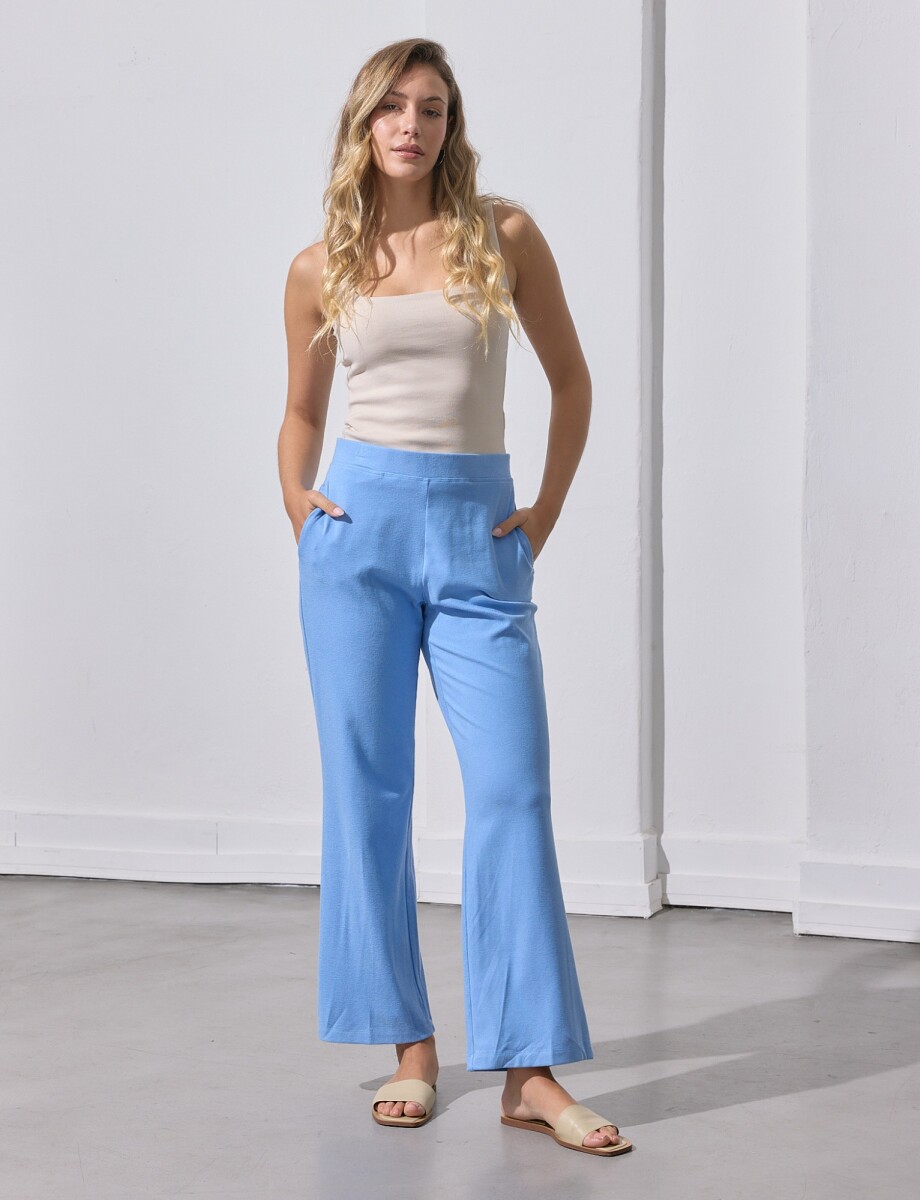 Pantalon Comfy Wide - Celeste Oscuro 