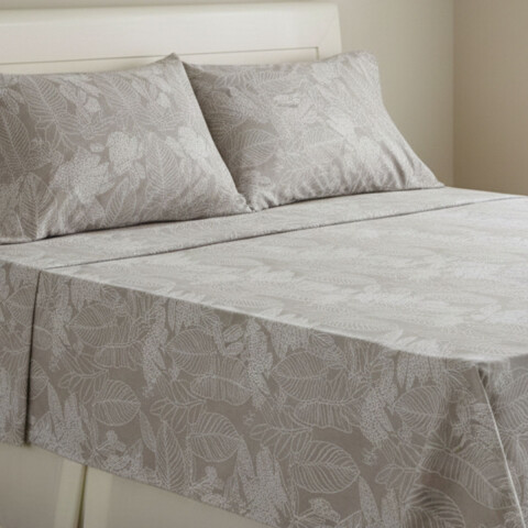 Juego Sábanas Queen Size Bukara 100% Microfibra 310-1 HOJAS BEIGE