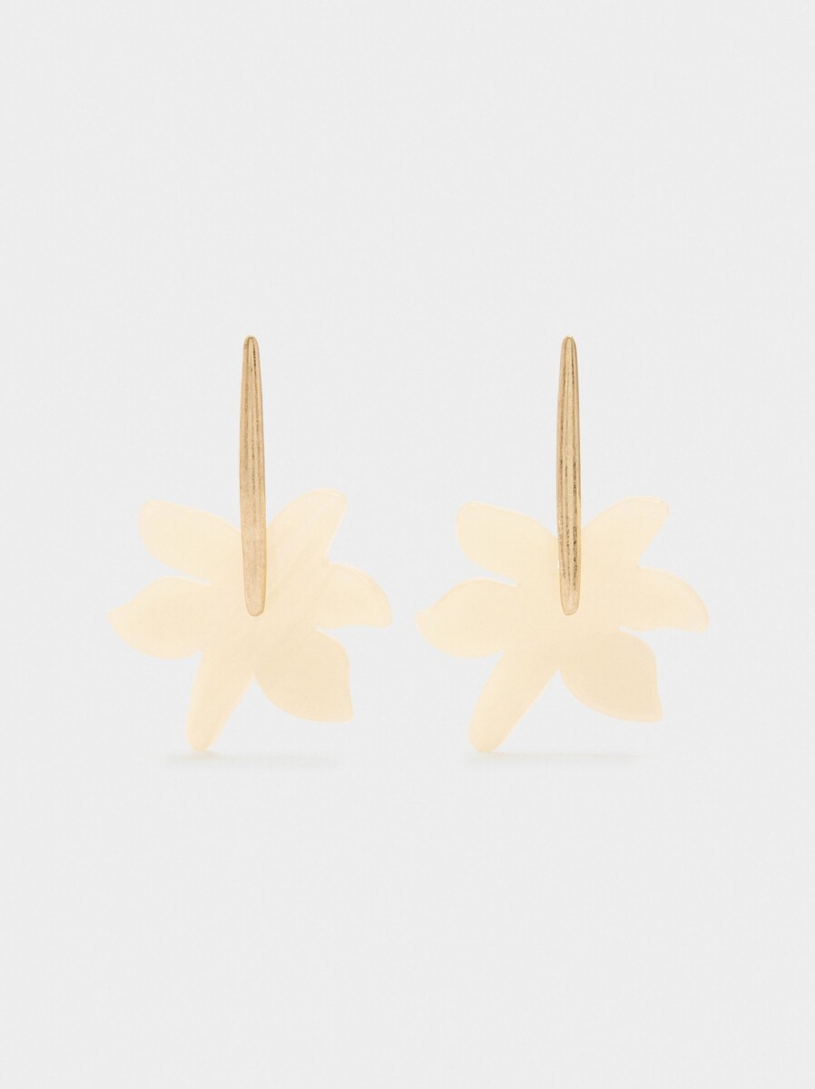 Pendientes Largos Con Flor Perlada - beige 