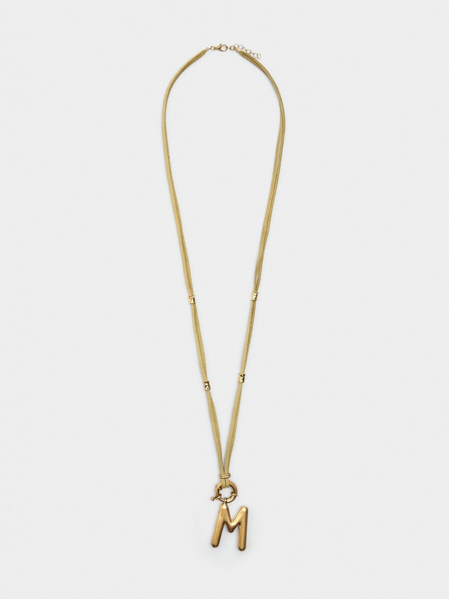 Collar De Cordón Con Letra beige