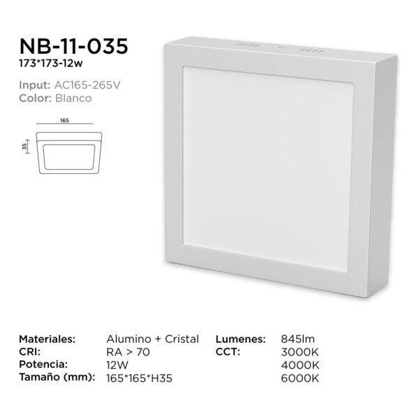Set X12 Panel 16x16 12w Plafon Cuadrado Luz Blanca Natural Set X12 Panel 16x16 12w Plafon Cuadrado Luz Blanca Natural