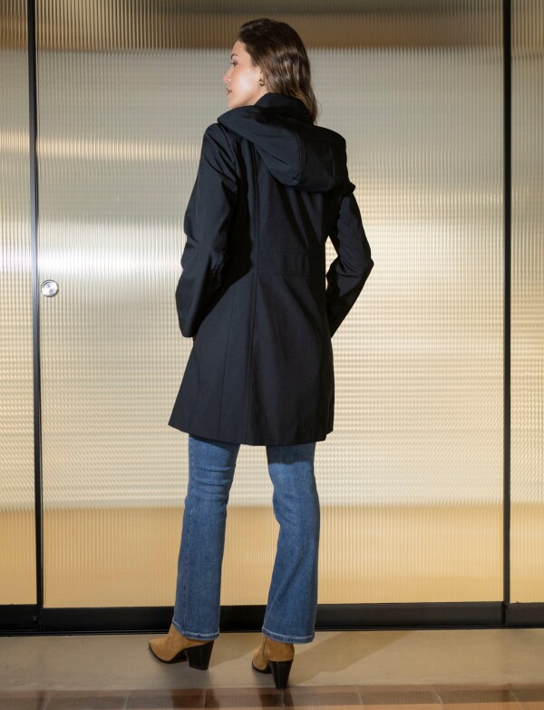 Gabardina Impermeable Capucha NEGRO