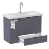 Mueble de baño suspendido Orquidea gris 80 cm con bacha de resina Mueble De Baño Suspendido Orquidea Gris 80 Cm Con Bacha De Resina