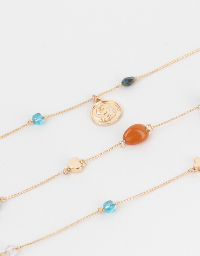 Collares Cortos Con Piedra Natural Collar Con Piedras Naturales - Dorado
