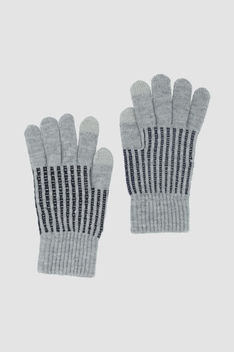 Guantes con rayas <br /> mujer - Gris 