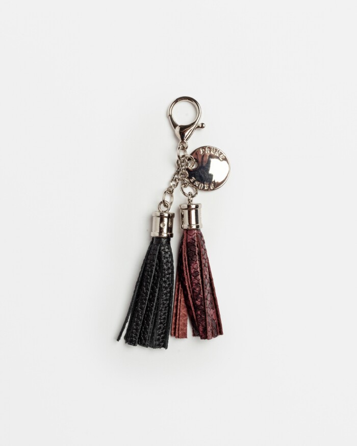 Llavero Kumasi En Cuero Snake Metalizado Bordeaux