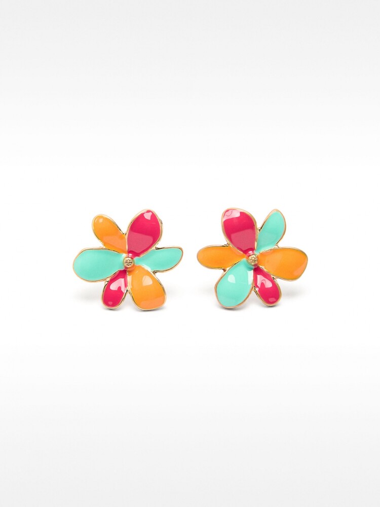 Pendientes De Flor Multicolor Esmaltados multicolor