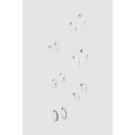 Set de aros brillos silver Plata