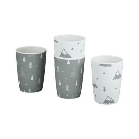 Set X4 Vasos De Bambú Pinos Grises