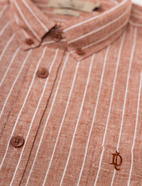 Camisa m/l rayada ladrillo