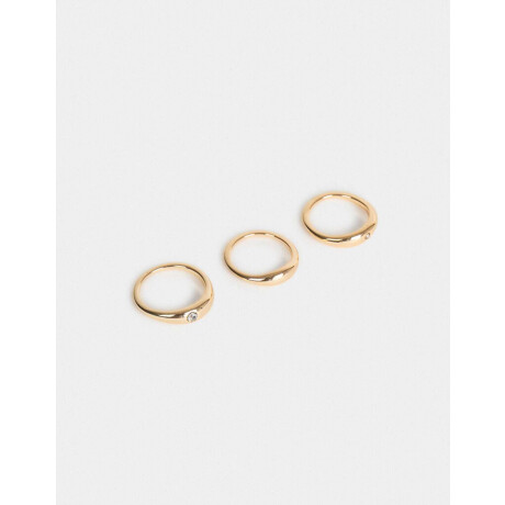 Set De Anillos Dorados Con Strass Dorado