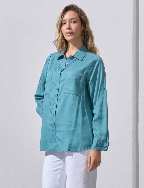 Camisa Bolsillos CELESTE OSCURO