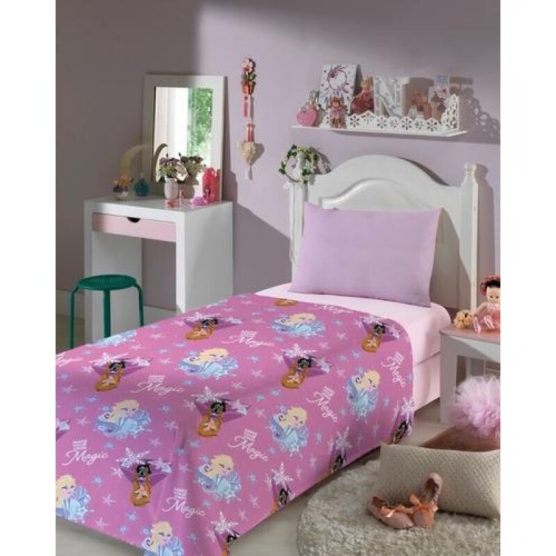 Frazada Infantil Disney 1 plaza tela afelpada y con corderito FROZEN ROSA