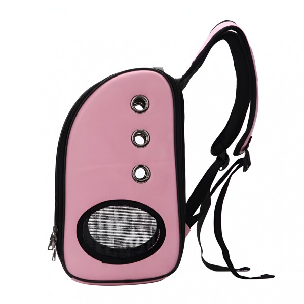 Mochila Transportadora Bolso Cuerina Premium Mascota Capsula Color Rosado