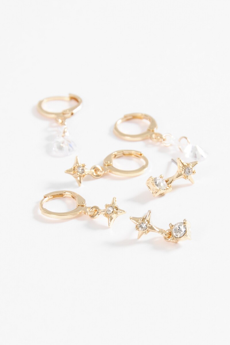 Set de caravanas strass y perlas dorado
