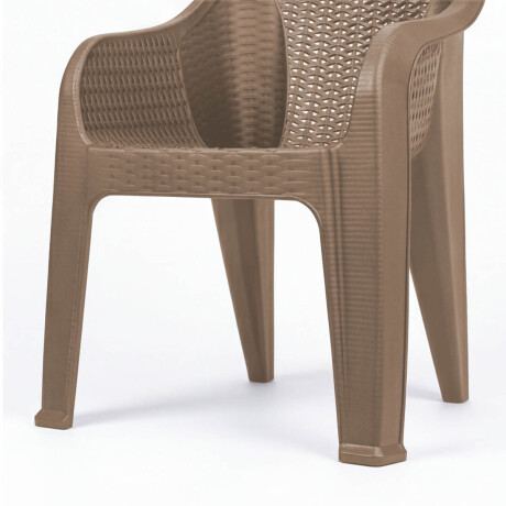 Silla Jardín Rambo Rattan Apoyabrazos Apilable Exterior Marron Claro