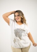 Blusa de algodón y lino Blanco