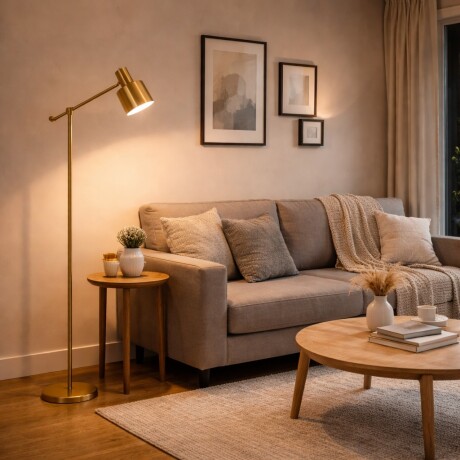 Luminaria de pie dorada E27 158cm Luminaria de pie dorada E27 158cm