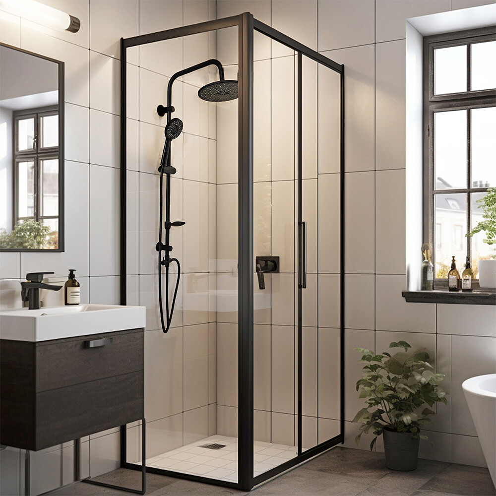 BARRAL CON DUCHA EXTERIOR MODELO CANDIA COLOR NEGRO Barral Con Ducha Exterior Modelo Candia Color Negro