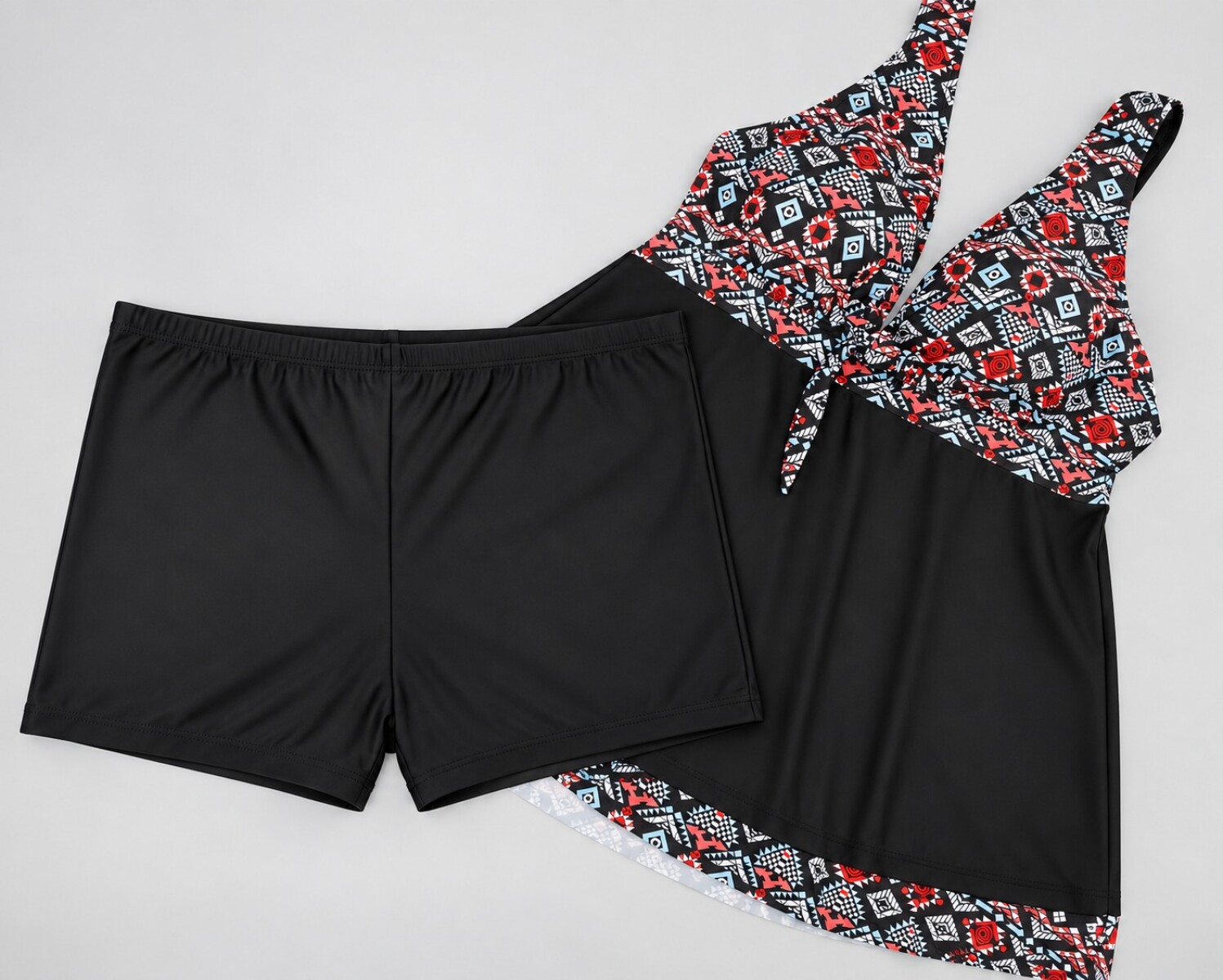 Malla tankini - Negro/rojo 