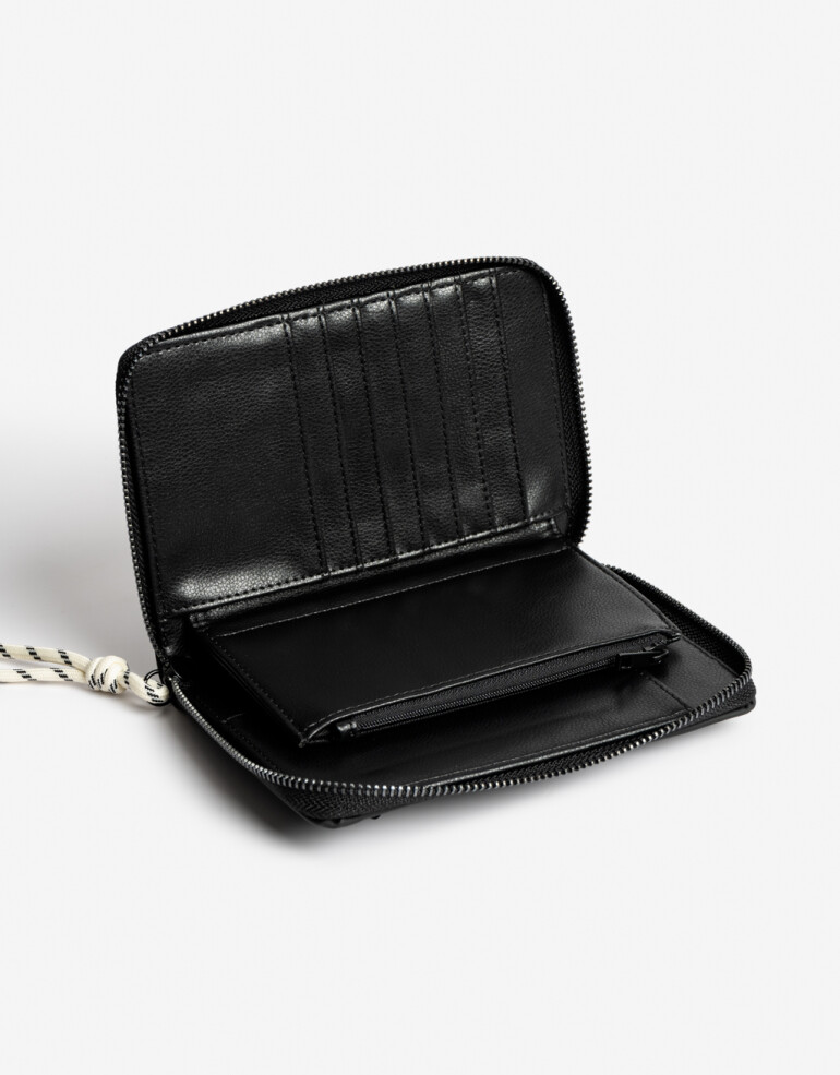 Ficheros Zip Round Billetera Fichero Con Bolsillo - Negro