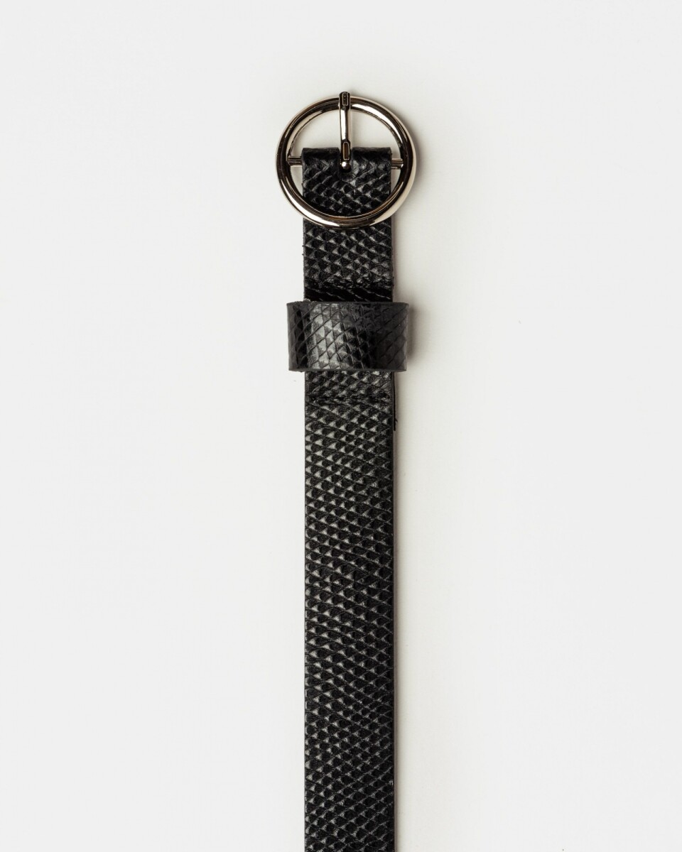 Cinturon Mars en cuero snake bitono - Negro 
