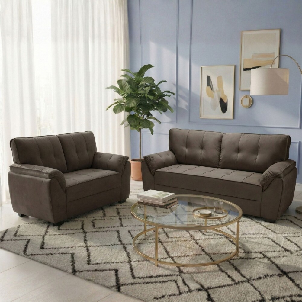Juego De Living Sillones Sofá 2 Y 3 Cuerpos - Montana Marrón