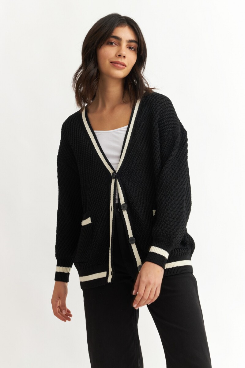 Cardigan con detalles en contraste NEGRO