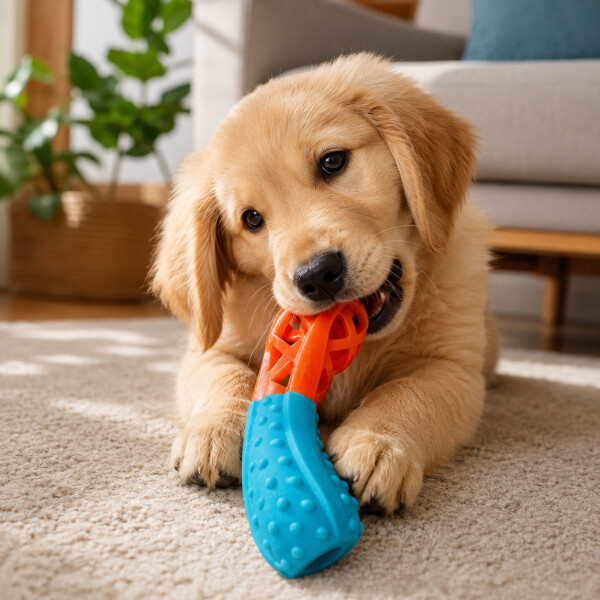 Juguete Morder Perros Gatos Limpieza Dental Golosinas Premio Color Celeste Naranja