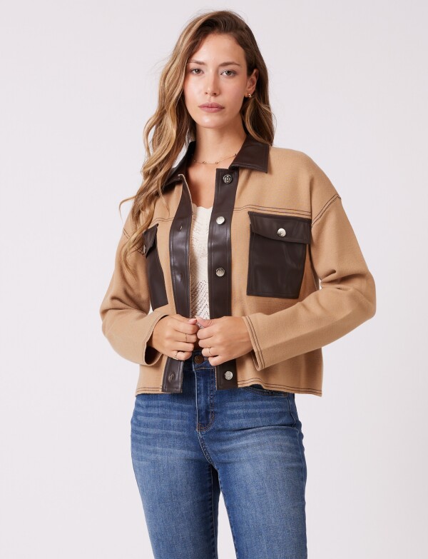 Chaqueta Combinada Eco Cuero TOSTADO