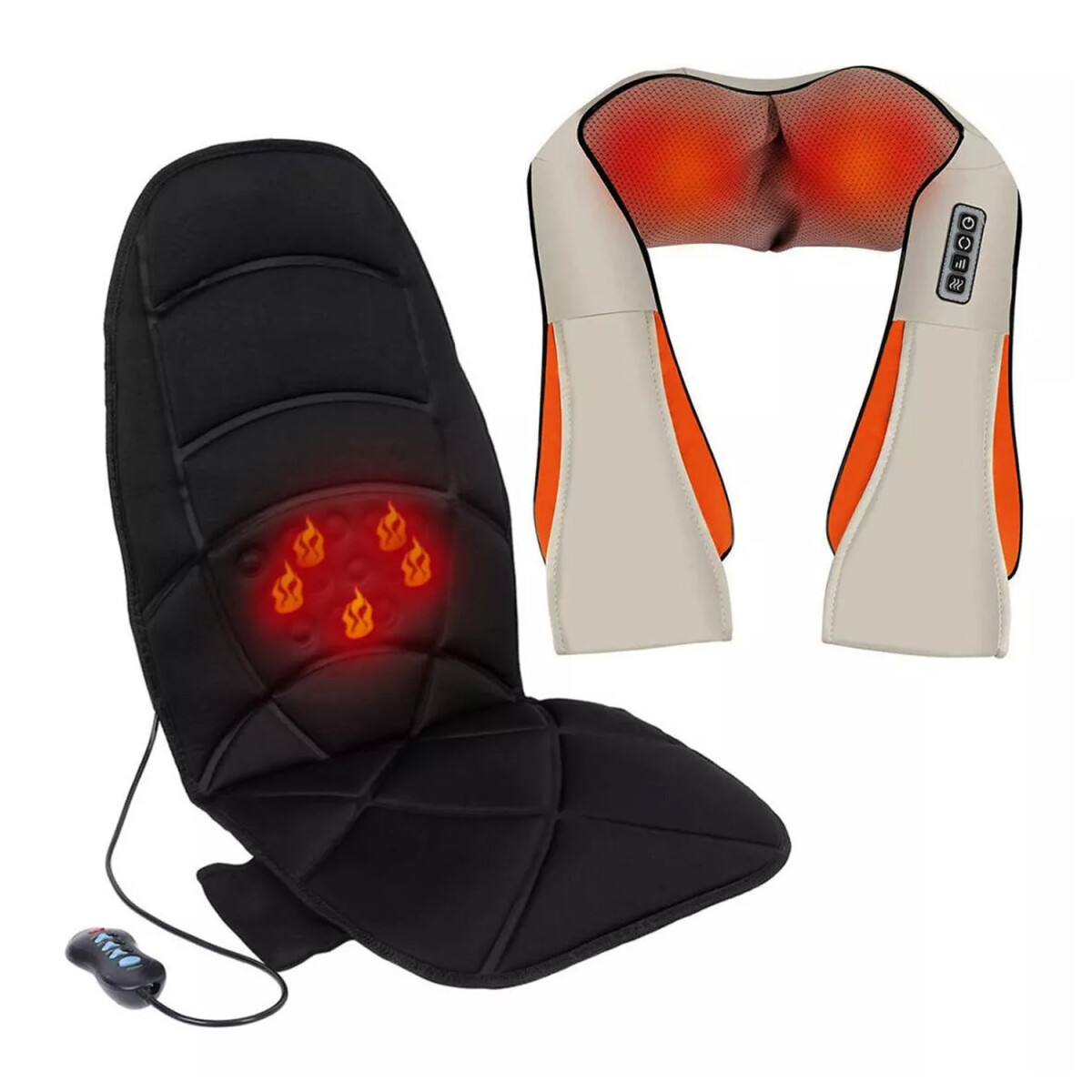 Pack Masajeador Eléctrico + Asiento Shiatsu - MASAJEADOR ASIENTO + MASAJEADOR ESPALDA 