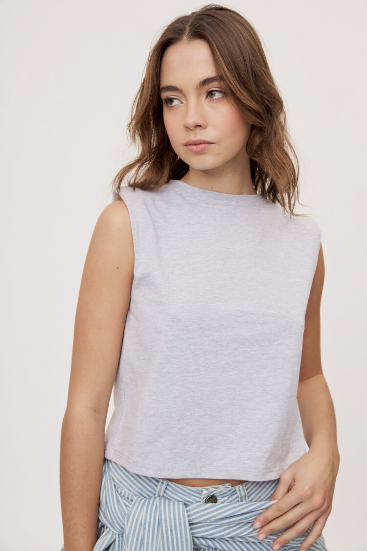 REMERA BOLDA Gris Melange