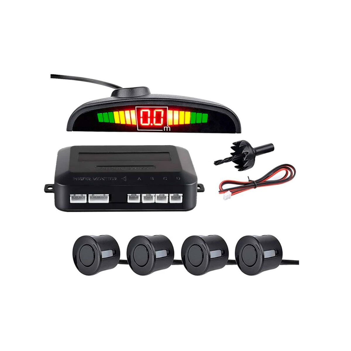 Sensor Marcha Atras De 4 Sensores Con Display / Sensor Color Negro 