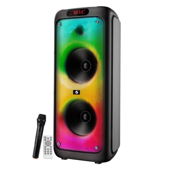 Parlante Bluettooth Led Micrófono Batería Bts-1387 PARLANTE BRODU BTS-1387 2X10" BAT MIC