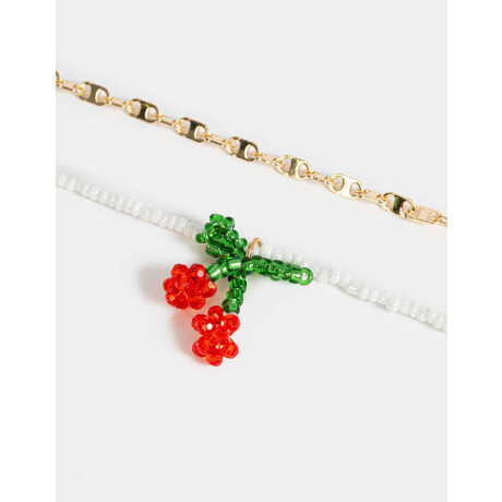 Collar Multicadena Fruta Dorado