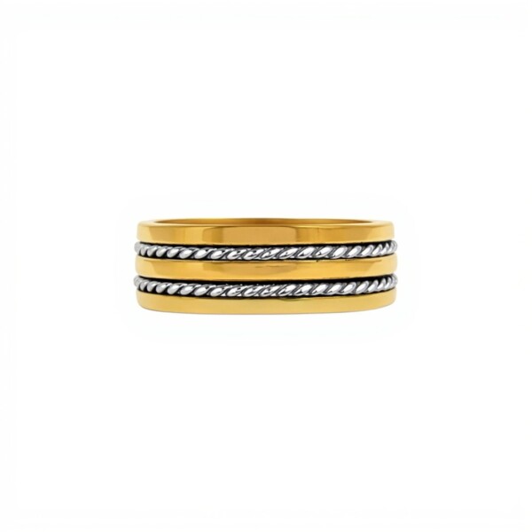 Anillo Trenzas - Plata y Oro- Sin Piedra-AN5981 sinpiedra