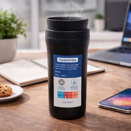 VASO TERMICO CON BOCAL TRAMONTINA EXATA 460ML NEGRO VASO TERMICO CON BOCAL TRAMONTINA EXATA 460ML NEGRO