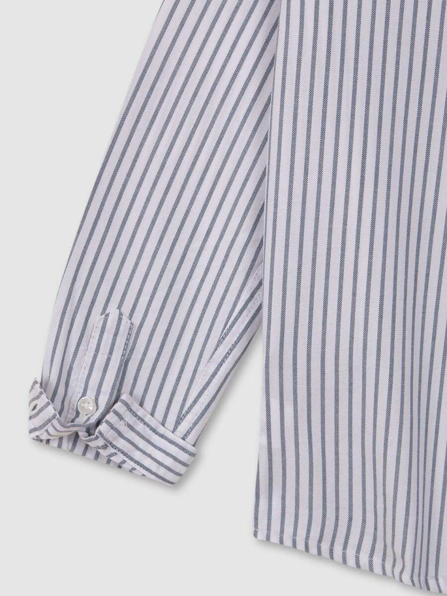 Camisa Oxford Rayas Petroleo Claro